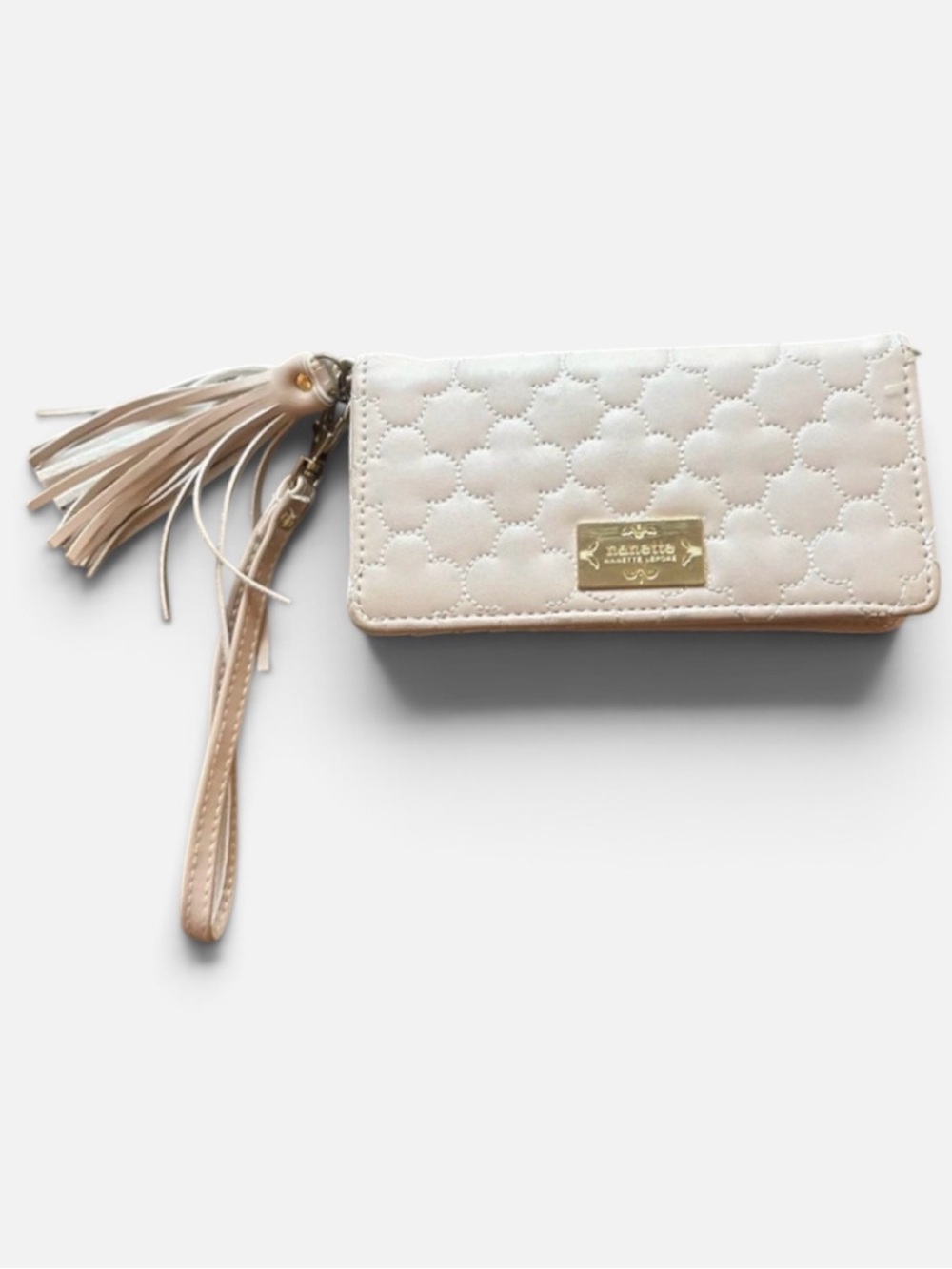 Nanette Lepore Wristlet Phone Wallet in Light Beige with Tassel